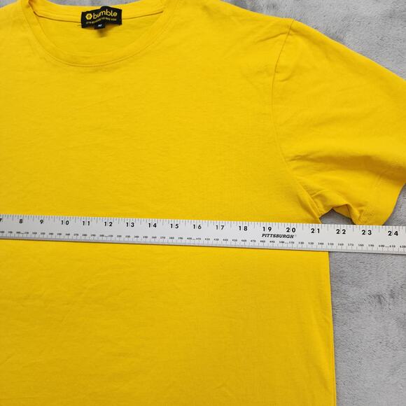 Bumble Shirt Mens M Yellow Crew Neck Short Sleeve Dating Match Casual Cotton - Picture 6 of 8